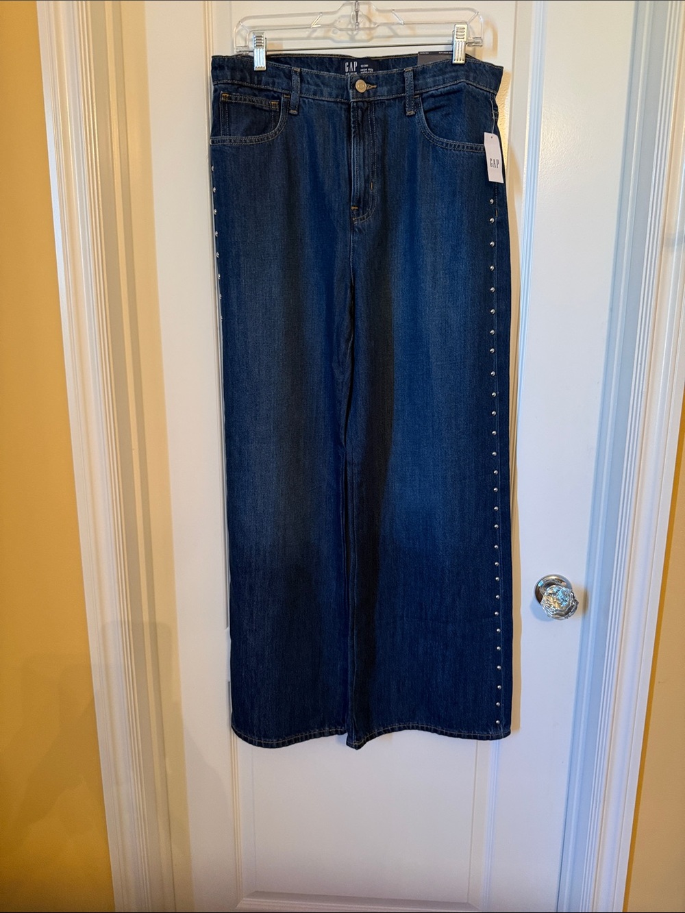 GAP Dark Blue Wide-Leg Jeans with Side Stud Detail